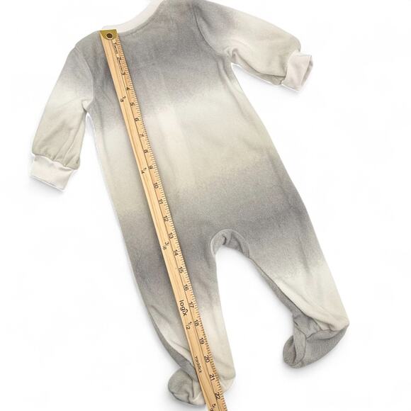 Nike Baby Fleece Footed Sleeper Unisex Ombre Neutral Zip Up Gray White Pajama 6M - Picture 6 of 6